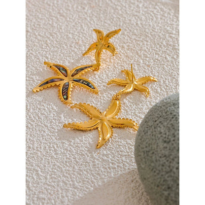 Abalone Shell Starfish Drop Earrings