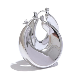 Abstract Silver Hoop Earrings