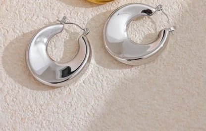 Abstract Silver Hoop Earrings