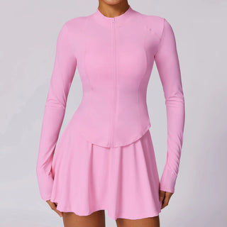 Pink Activewear Long Sleeves and Skirt Set