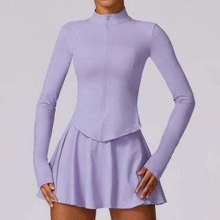 Purple Activewear Long Sleeves and Skirt Set