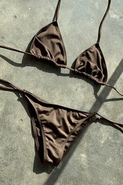 Aesthetic Brown Two Piece Bikini