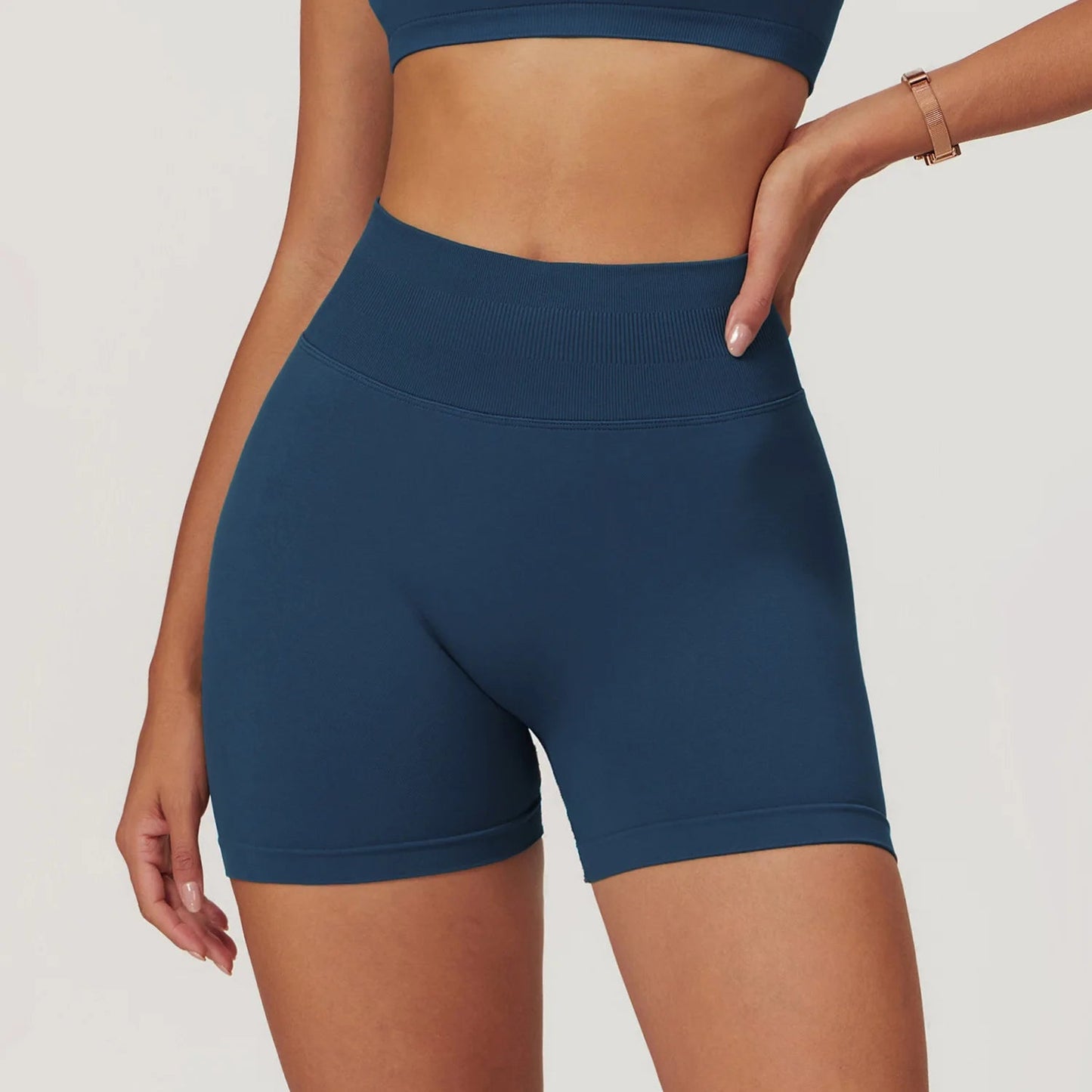 Navy Blue High Waist Workout Shorts