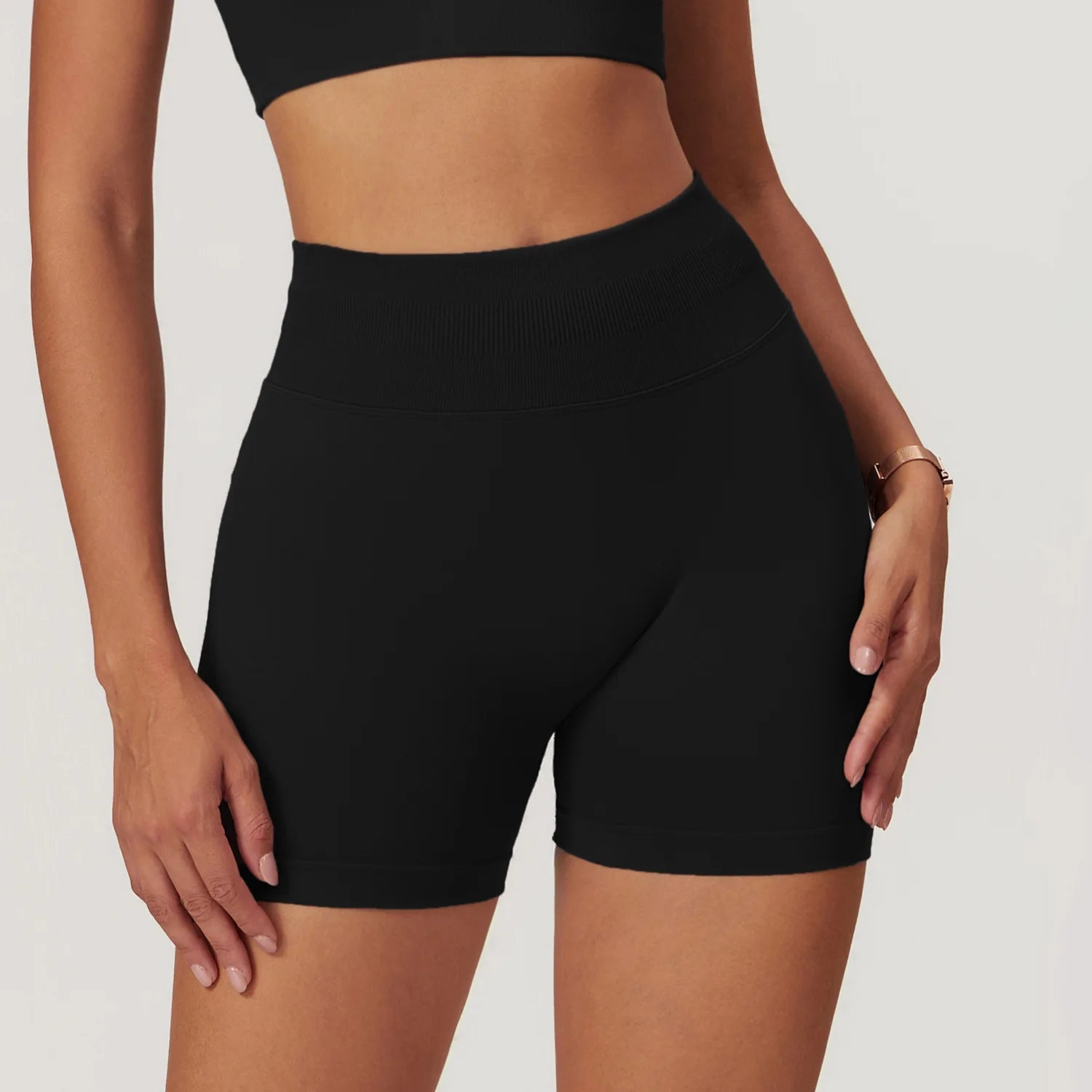 Black High Waist Workout Shorts