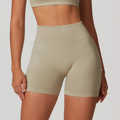 Khaki High Waist Workout Shorts