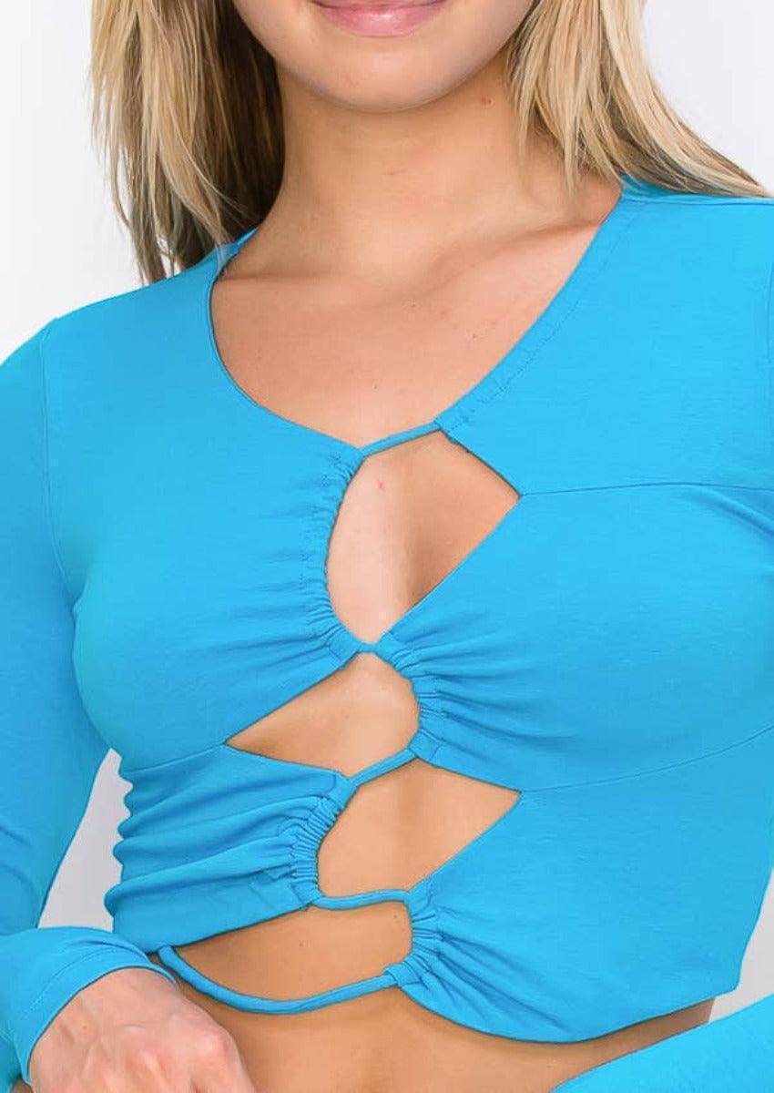 NECK CUTOUT CROP TOP, [product type]
