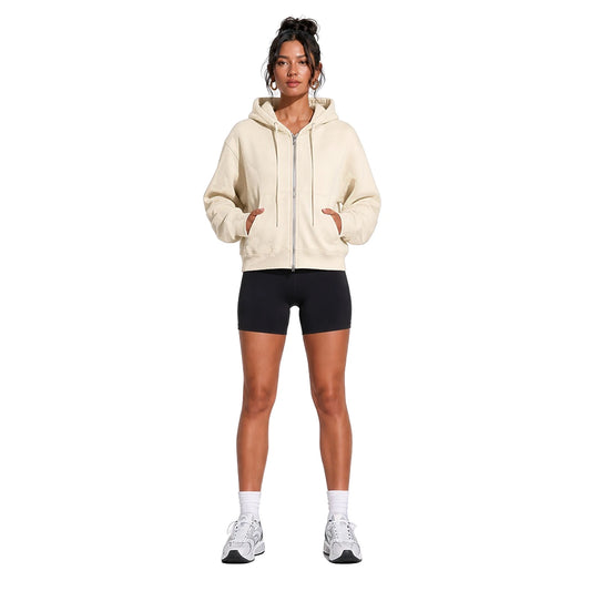 Washed Zipper Cardigan Jacket — apricot front
