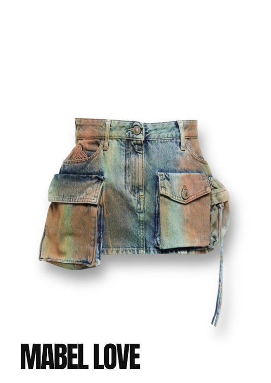 Denim cargo skirt