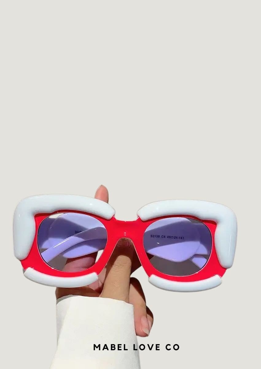 Red Inflated Square Y2K Sunglasses