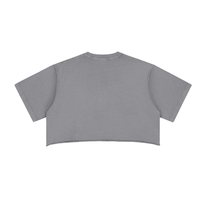 Christmas Vibes Crop Top T Shirt Washed Raw Edge Tee