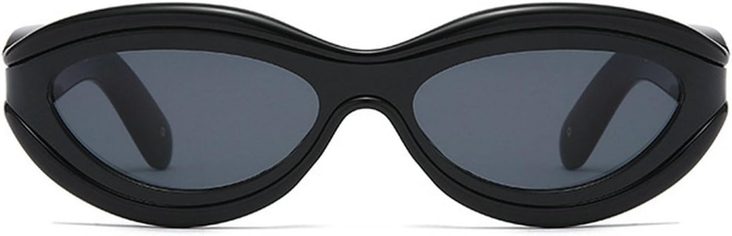 Cat Eye Sunglasses for Women Cute Oval Thick Frame Y2K Accessories Sun Glasses Chic Retro Style Shades