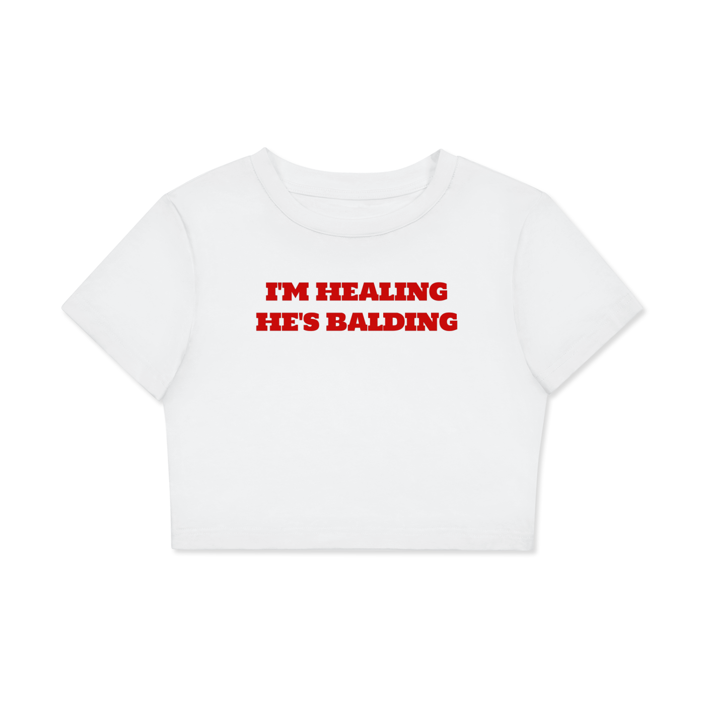 im healing hes balding Fitted Crop Cotton T-Shirt