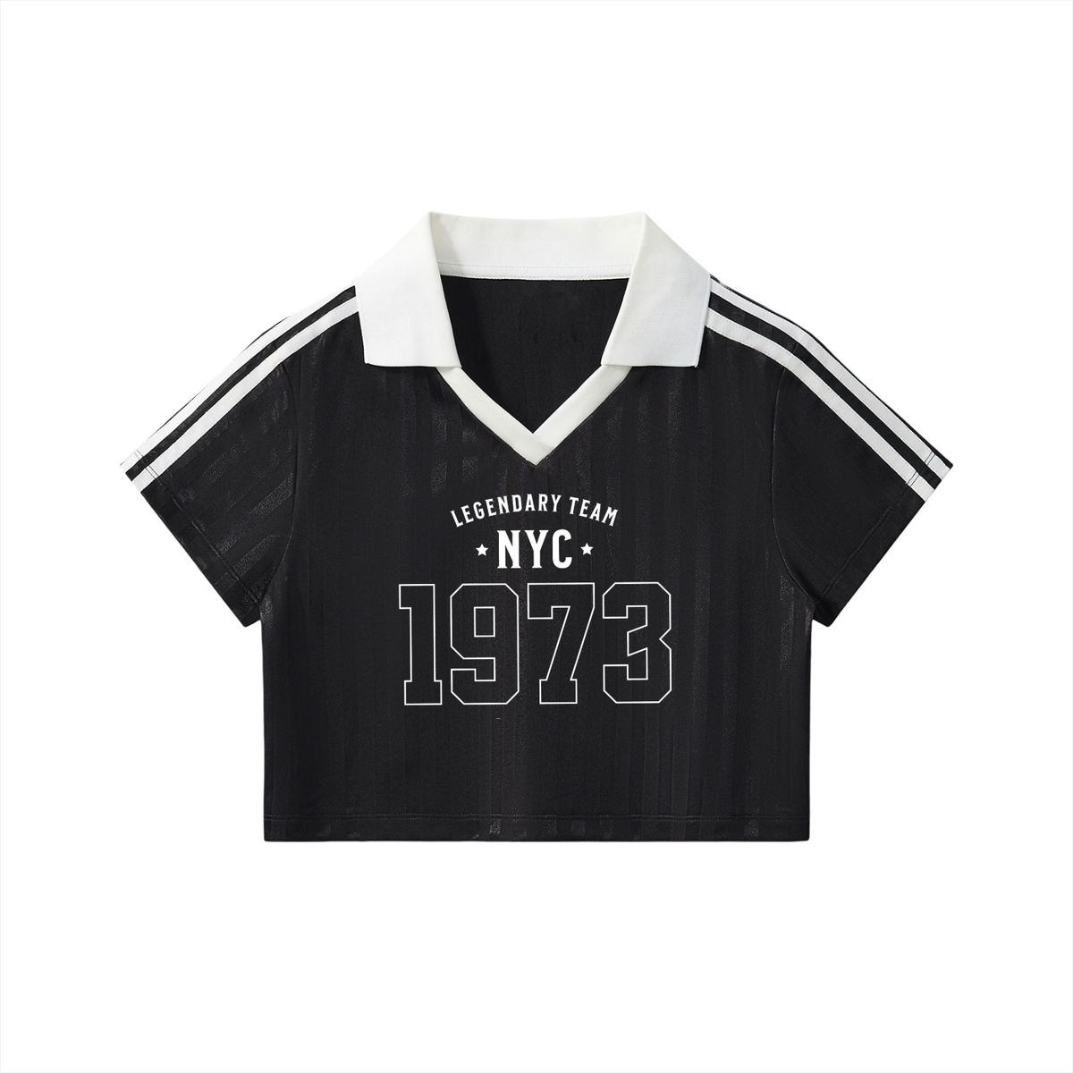 Collar Striped Cropped Jersey