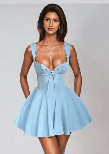 NIDANSSI Red Long Sleeve Evening Party Dress Women Robes Square Collar Elegant Sexy Dress Bodycon Mini Summer Dress Vestidos Blue / L NIDANSSI Red Long Sleeve Evening Party Dress Women Robes Square Collar Elegant Sexy Dress Bodycon Mini Summer Dress Vestidos Blue / L