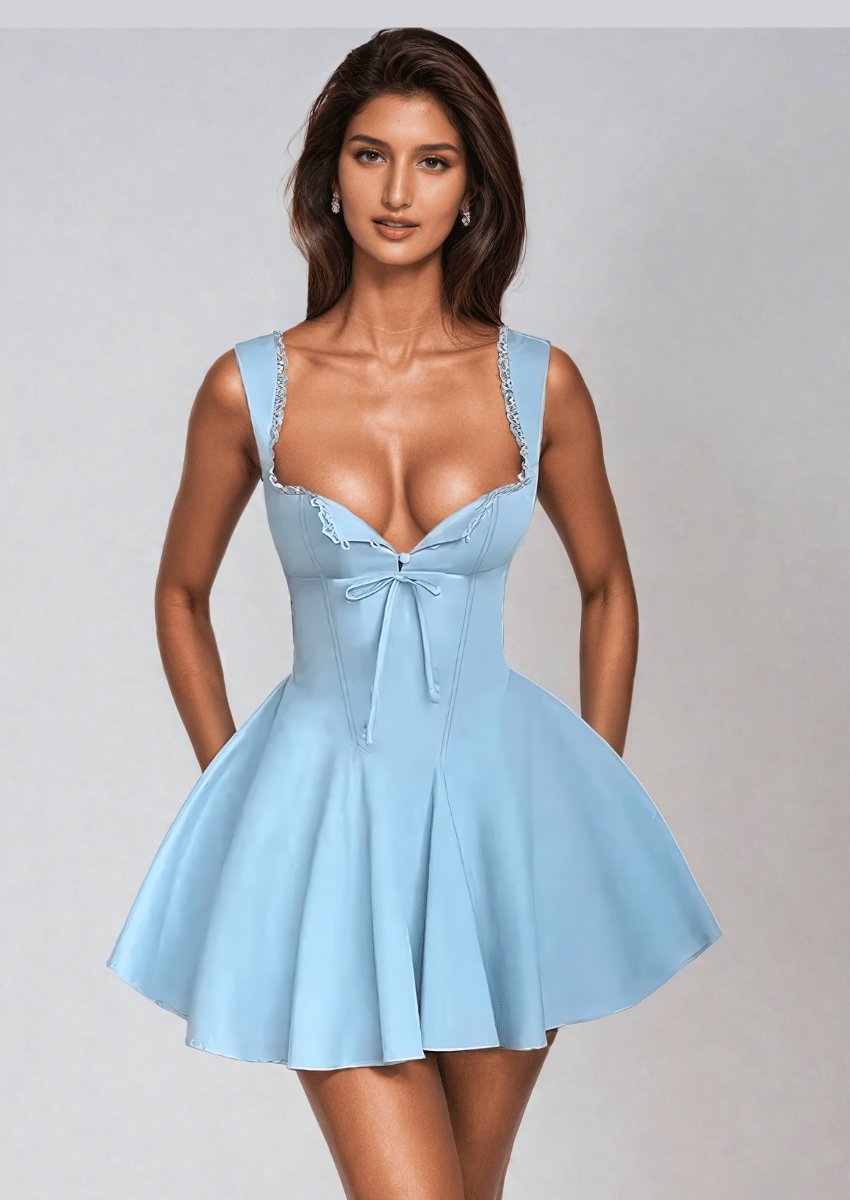 Baby Blue Lace - Trim Mini Dress