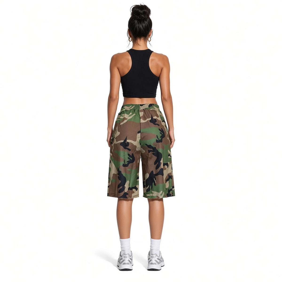 Camo Raw Hem Bermuda Shorts — back