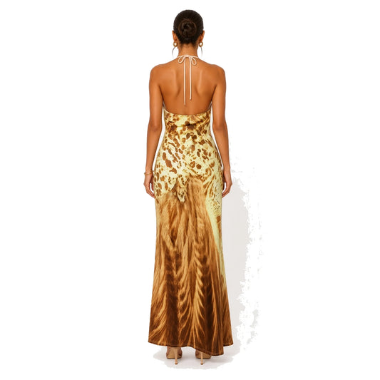 V-Neck Leopard Maxi Dress — back