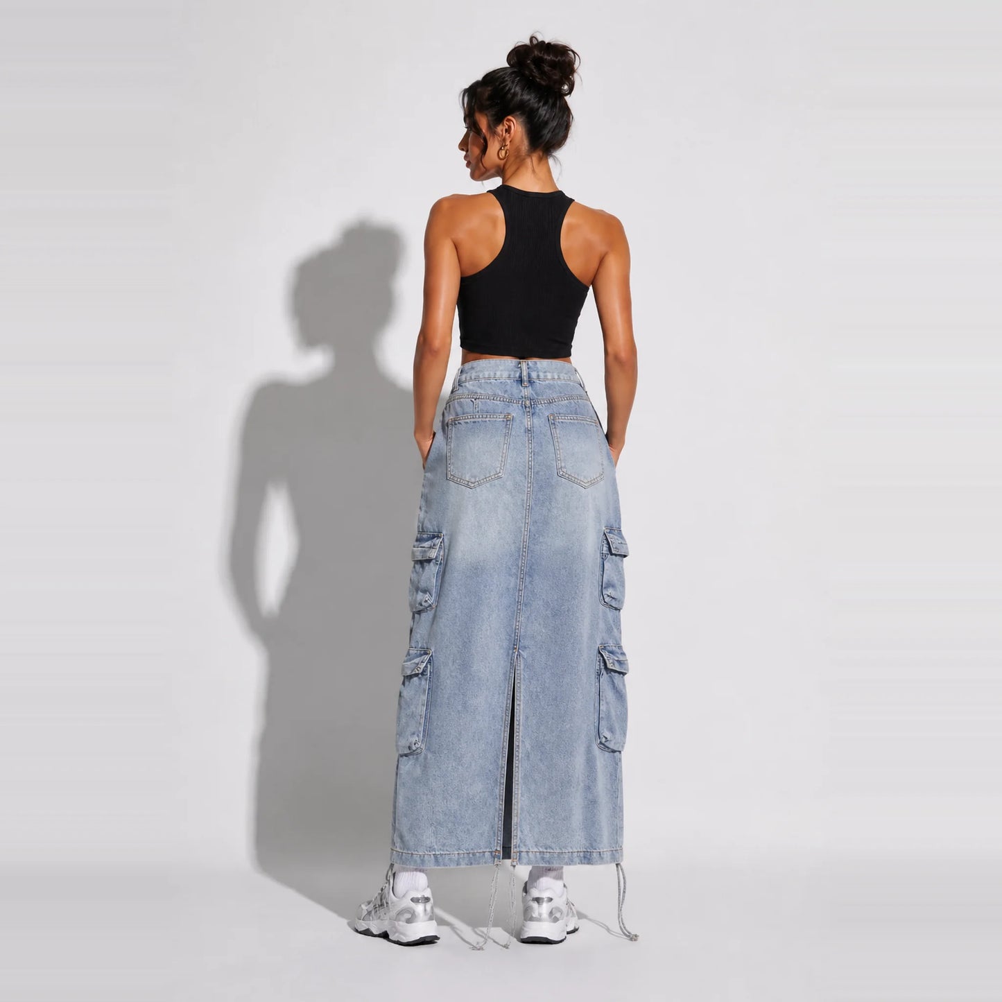 Multi Pocket Maxi Skirt — back