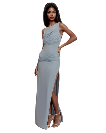 Backless Ruched Maxi Dress – Elegant Summer Gown