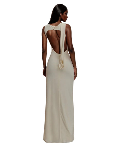 Backless Ruched Maxi Dress – Elegant Summer Gown