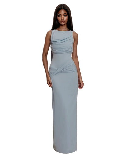 Backless Ruched Maxi Dress – Elegant Summer Gown