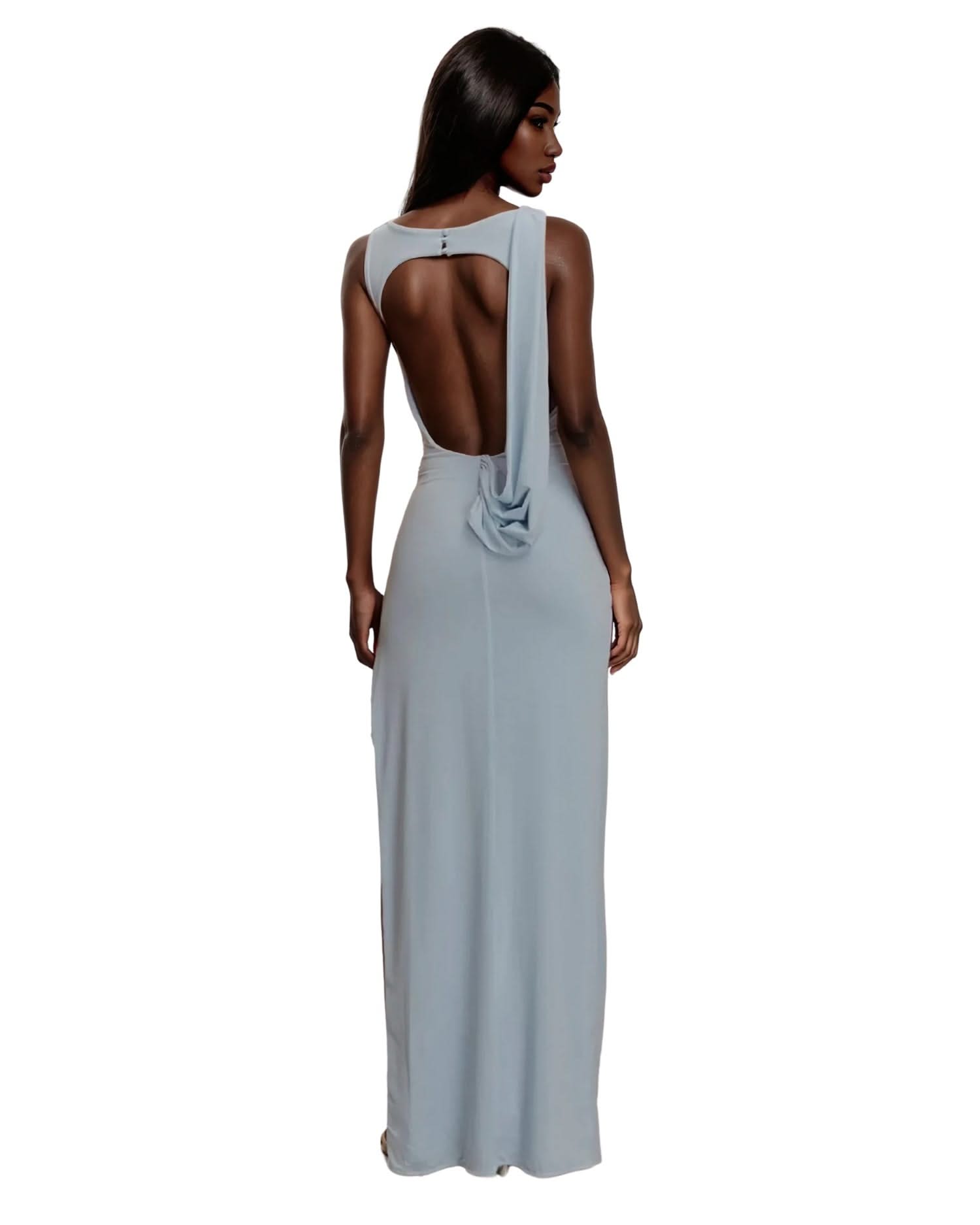 Backless Ruched Maxi Dress | Mabel Love Co Backless Ruched Maxi Dress | Mabel Love Co