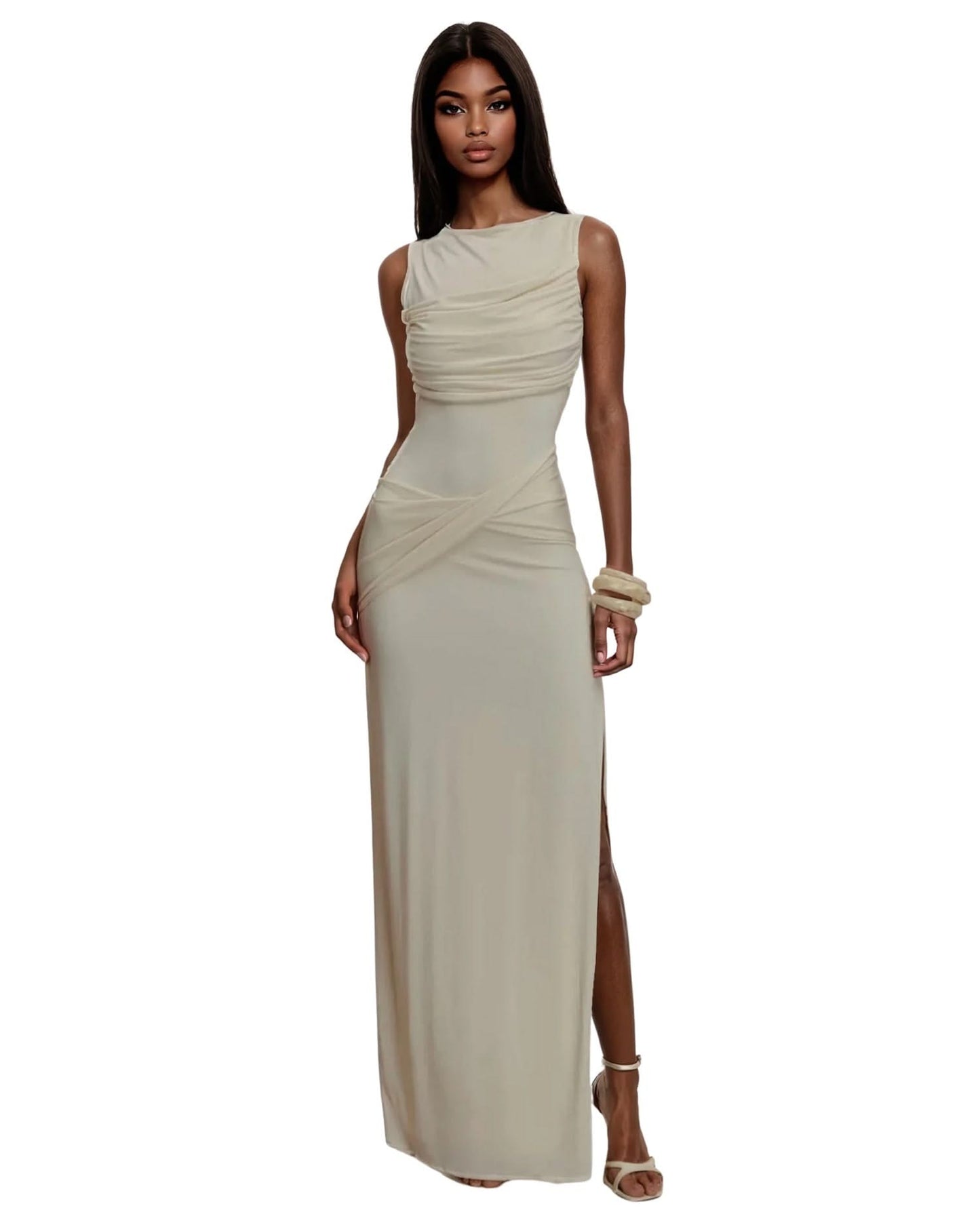 Backless Ruched Maxi Dress