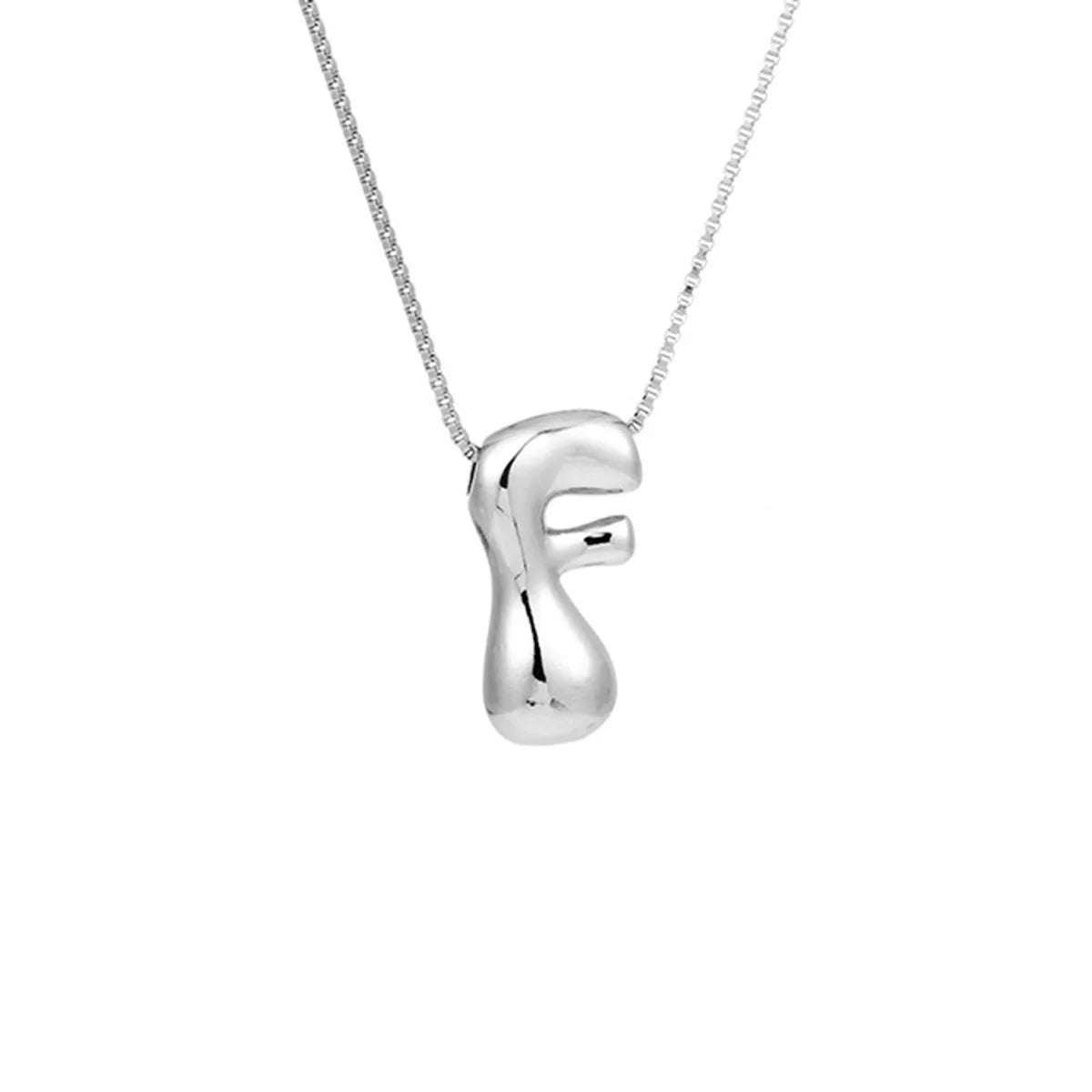 Silver Letter F Balloon Bubble Letter Pendant Necklace