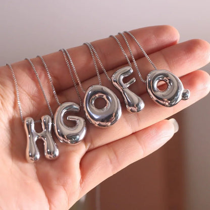 Balloon Bubble Letter Pendant Necklaces