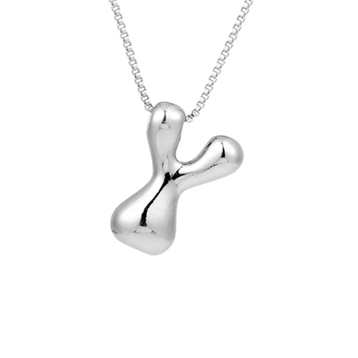 Silver Letter Y Balloon Bubble Letter Pendant Necklace