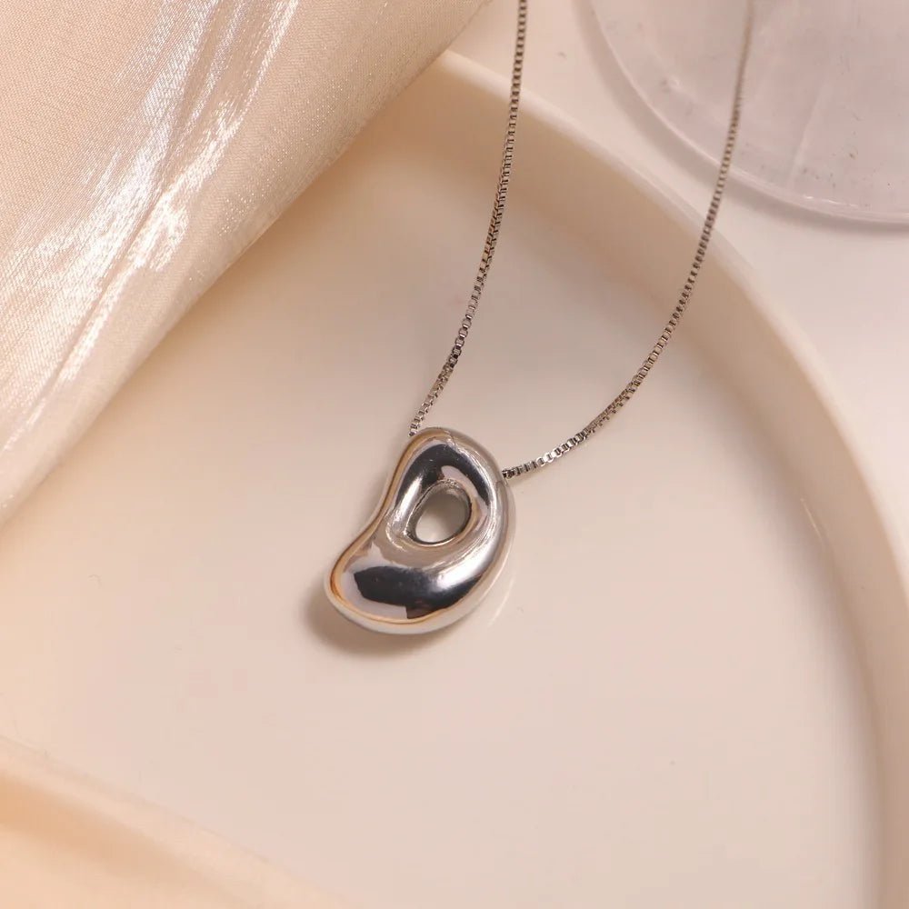 Silver Letter D Balloon Bubble Letter Pendant Necklace