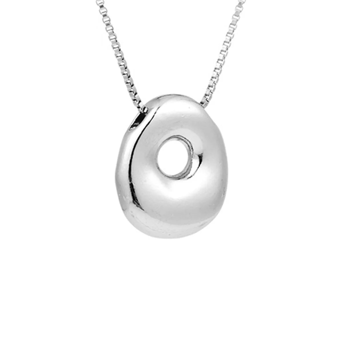 Silver Letter O Balloon Bubble Letter Pendant Necklace