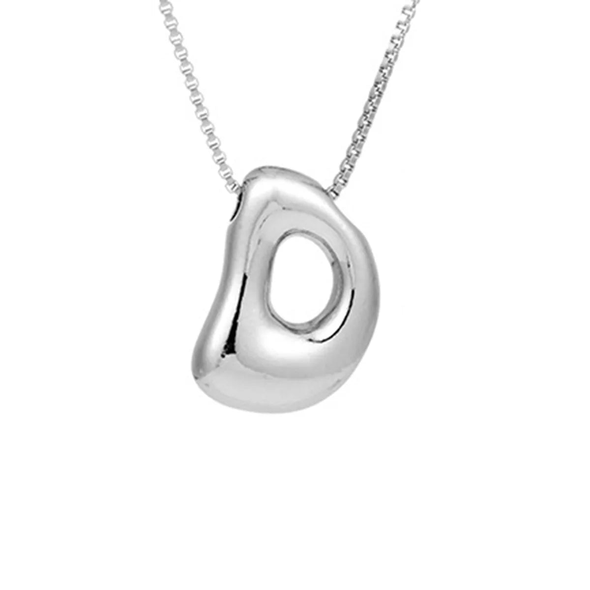 Silver Letter D Balloon Bubble Letter Pendant Necklace