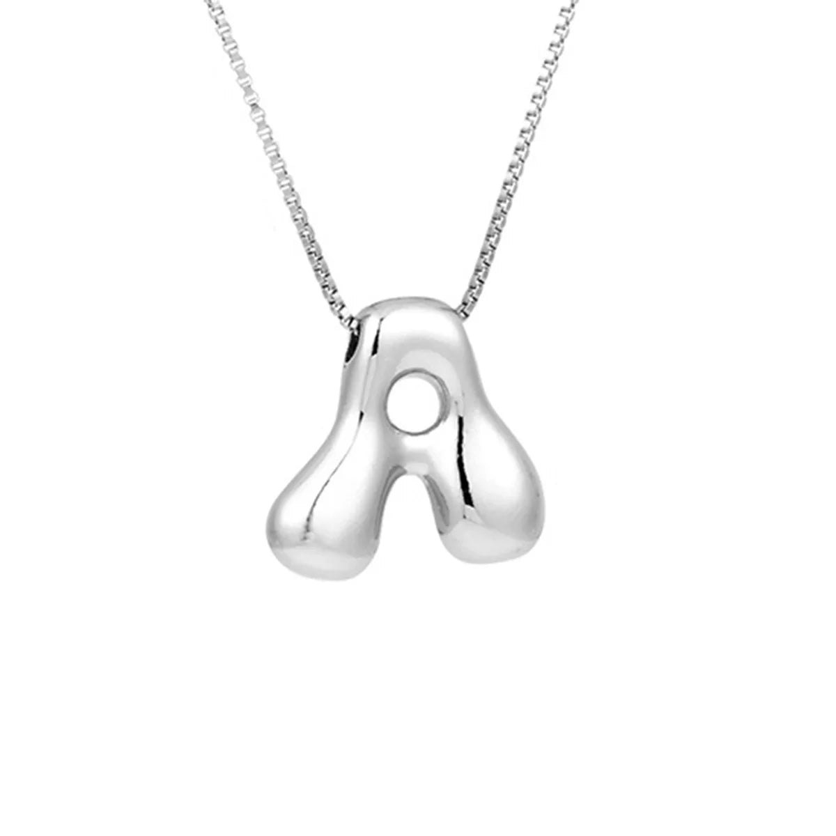 Silver Letter A Balloon Bubble Letter Pendant Necklace