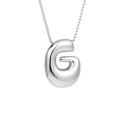 Silver Letter G Balloon Bubble Letter Pendant Necklace