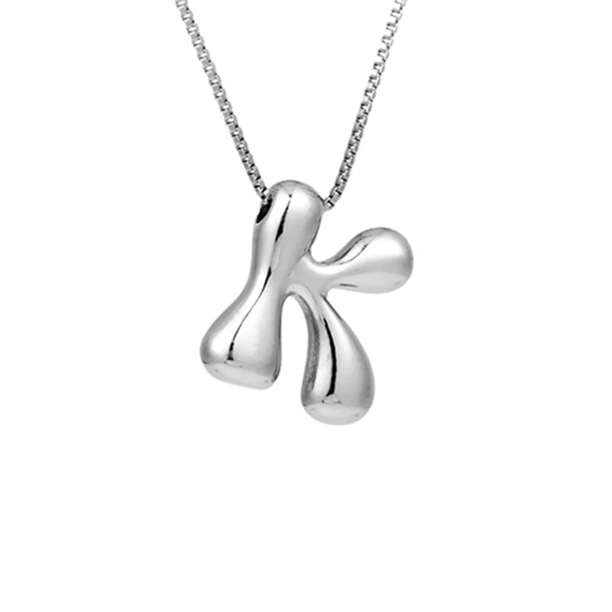 Silver Letter K Balloon Bubble Letter Pendant Necklace