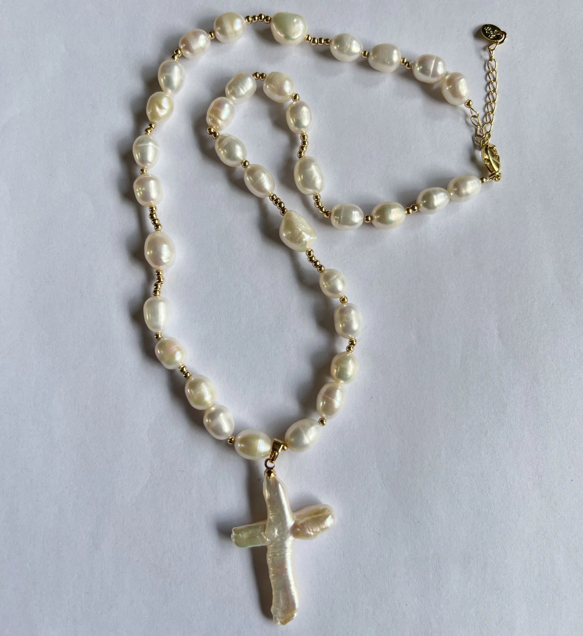 Baroque Pearl Cross Necklace