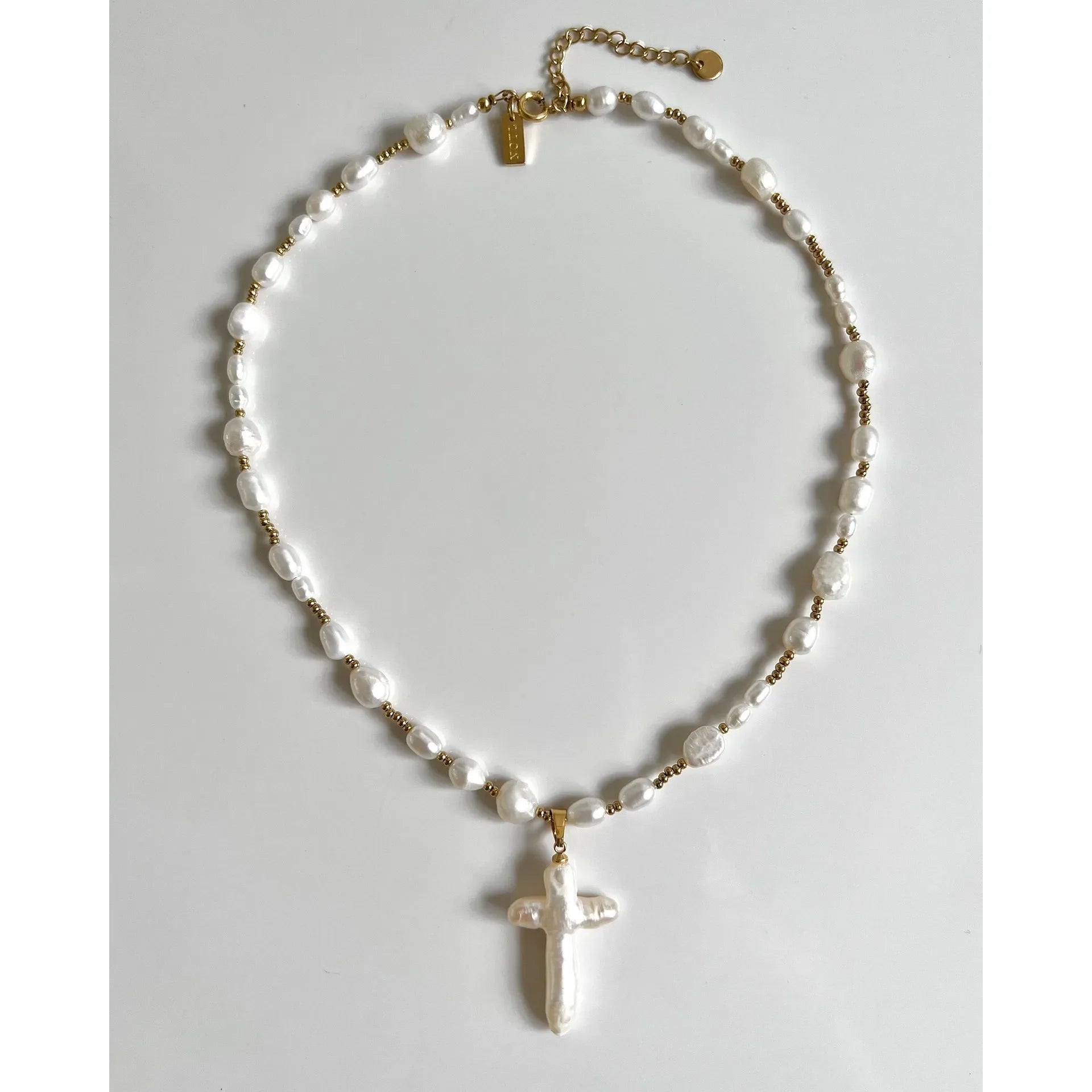 Baroque Pearl Cross Necklace