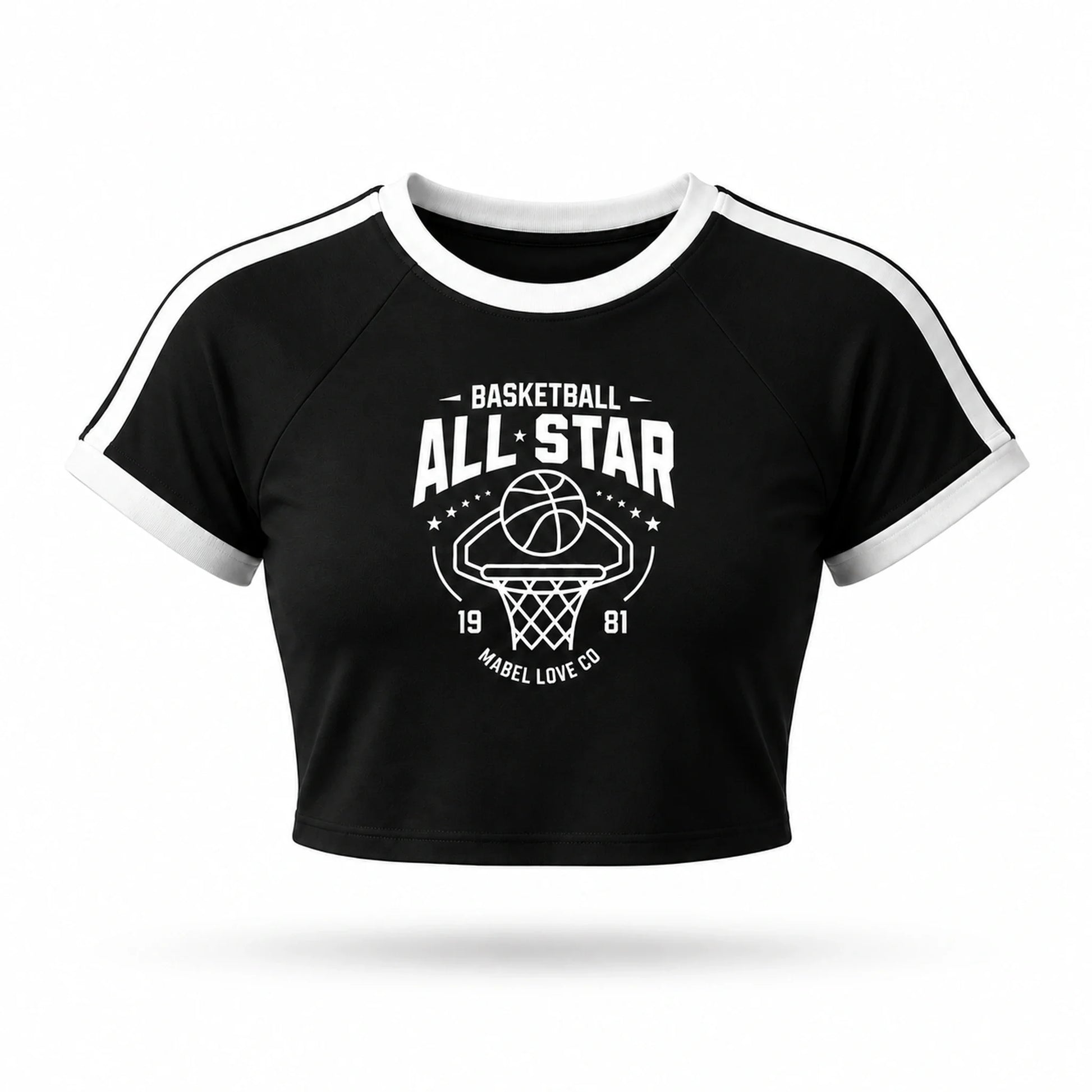 Basketball Crop T-Shirt black front ghost style image