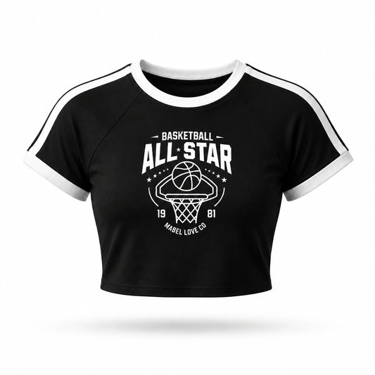 Basketball Crop T-Shirt black front ghost style image