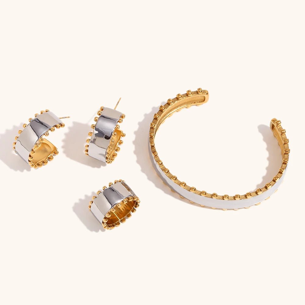 Gold and Silver Bead Edge Hoop Earrings - Sample set