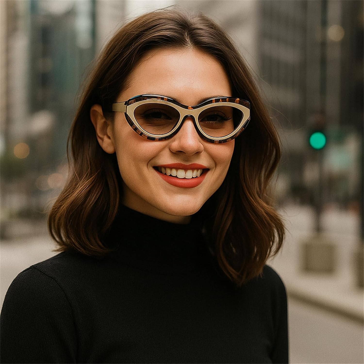Cat Eye Sunglasses for Women Cute Oval Thick Frame Y2K Accessories Sun Glasses Chic Retro Style Shades