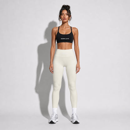 Set — Infinity bra + High-Waisted Yoga Leggings Beige front on-model 2048
