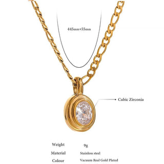 Bezel - Set Solitaire Pendant Necklace - Mabel Love Co - Necklaces