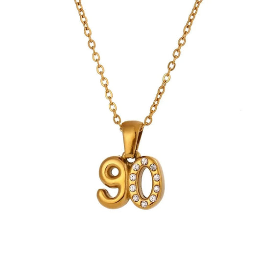 Gold 90 Birthdate Necklace