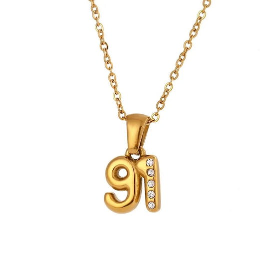 Gold 91 Birthdate Necklace