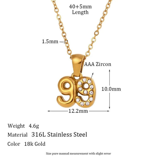 Birthdate Necklace - Size details