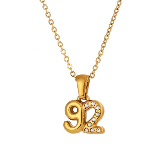 Gold 92 Birthdate Necklace