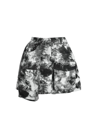 Black and White Tie Dye Mini Skirt