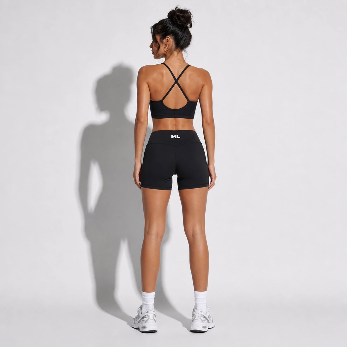 Set — Infinity bra + Micro Shorts Black back on-model 2048